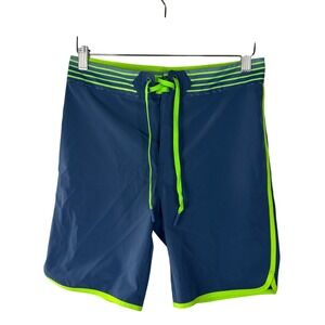 Vineyard Vines Boys Blue Neon Green Board Shorts Swim Trunks Size M 12-14